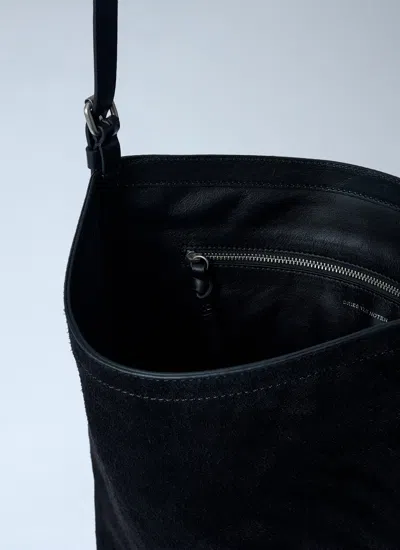 Dries Van Noten Men Suede Shoulder Bag In Black
