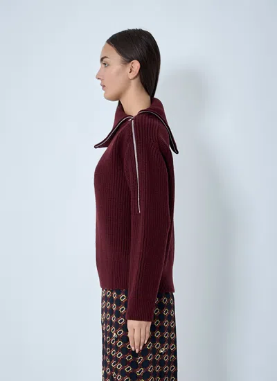 Dries Van Noten Women Zip-collar Sweater In Red