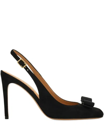 Ferragamo 90mm Vara Bow-detail Slingback Pumps In Black