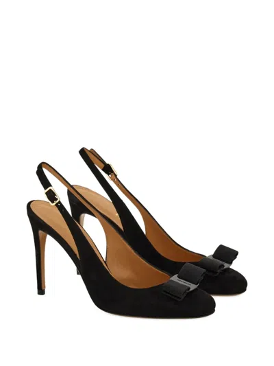 Ferragamo 90mm Vara Bow-detail Slingback Pumps In Black