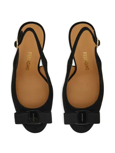 Ferragamo 90mm Vara Bow-detail Slingback Pumps In Black