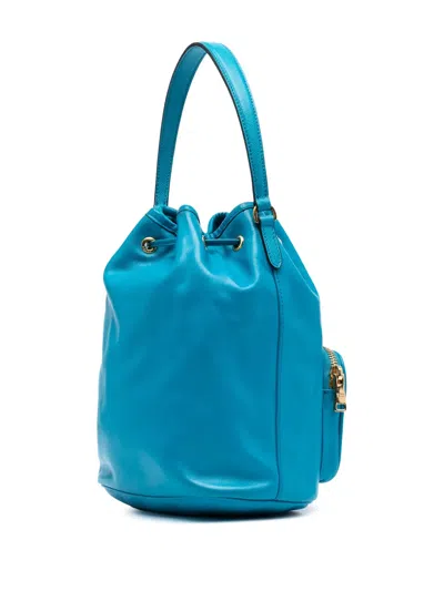 Pre-owned Prada 2000-2013 Mini Soft Calf Drawstring Bucket Bag In Blue