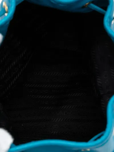 Pre-owned Prada 2000-2013 Mini Soft Calf Drawstring Bucket Bag In Blue