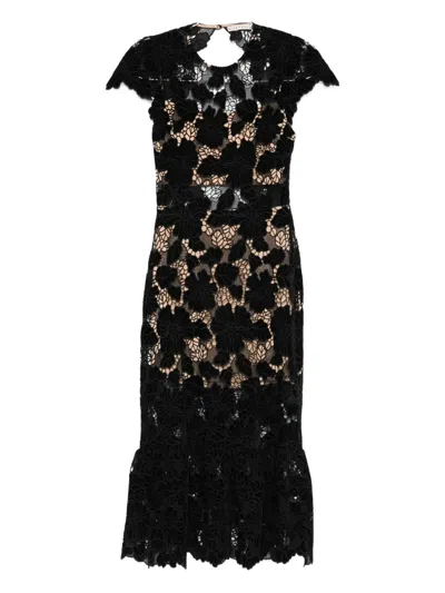 Alice And Olivia Clover Open Back Midi Dress In Black