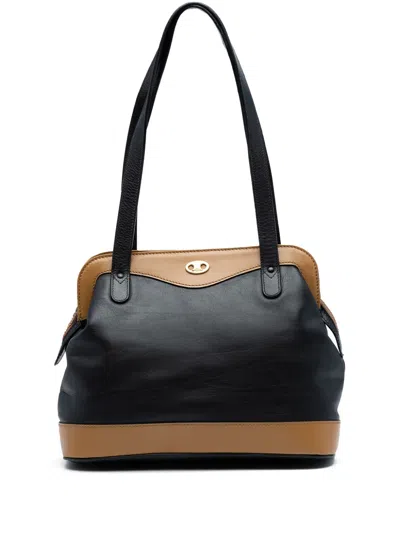 Pre-owned Celine 2007 Bicolor Leather Shoulder Bag In Black