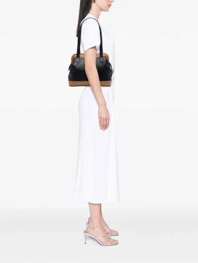 Pre-owned Celine 2007 Bicolor Leather Shoulder Bag In Black