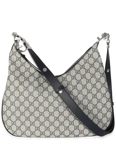 Gucci Beige & Blue Gg Supreme Canvas Large Attache Shoulder Bag (authentic  Pre-loved) In Blue