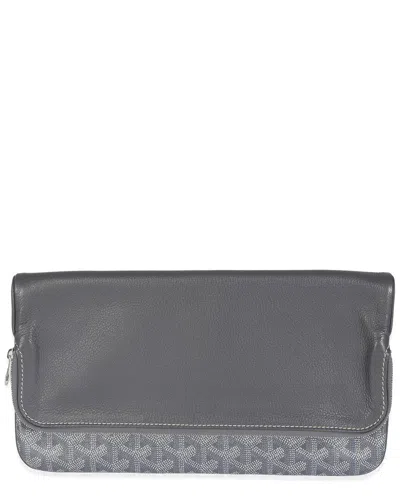 Pre-owned Goyard Gray Ine Canvas Sainte Marie Soft Clutch (authentic Pre-loved)