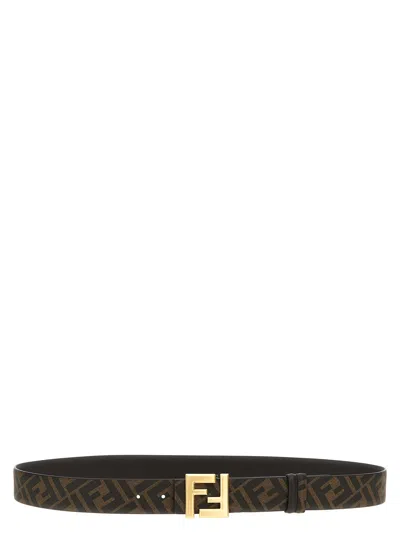 Fendi Ff Square Reversible Leather Belt In Multi