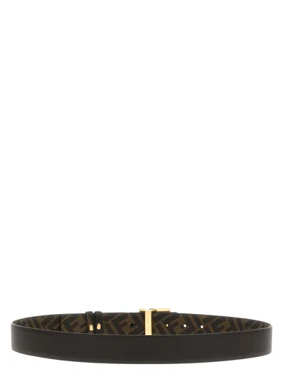 Fendi Ff Square Reversible Leather Belt In Multi