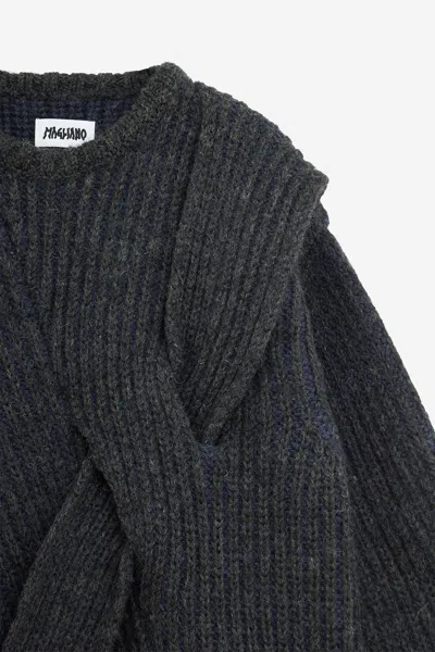 Magliano Cropped Roundneck Knitwear In Gray