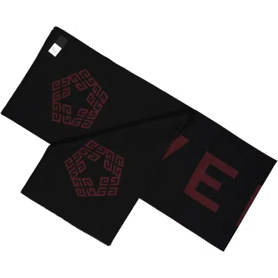 Givenchy Wool Logo Scarf Men In Black
