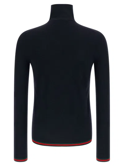 Gucci Dark Blue High Neck Sweater In Black