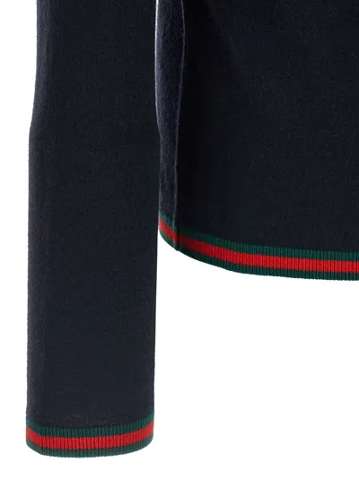 Gucci Dark Blue High Neck Sweater In Black