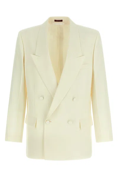 Gucci Modern Tech Blazer Featuring Structured Shoulders In Neutral