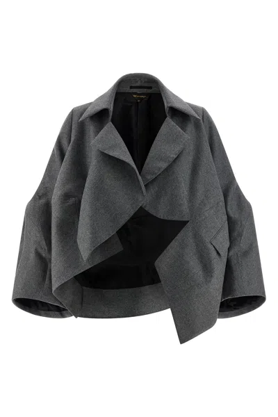 Comme Des Garçons Deconstructed Blazer In Gray