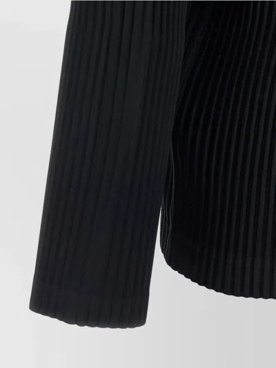 Issey Miyake Ribbed Long Sleeve Crew Neck T-shirt In Black