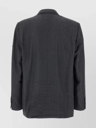Balenciaga Wool Blazer With Notch Lapel And Pockets In Gray