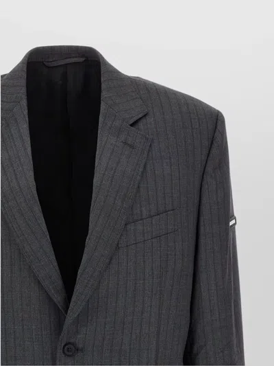 Balenciaga Wool Blazer With Notch Lapel And Pockets In Gray