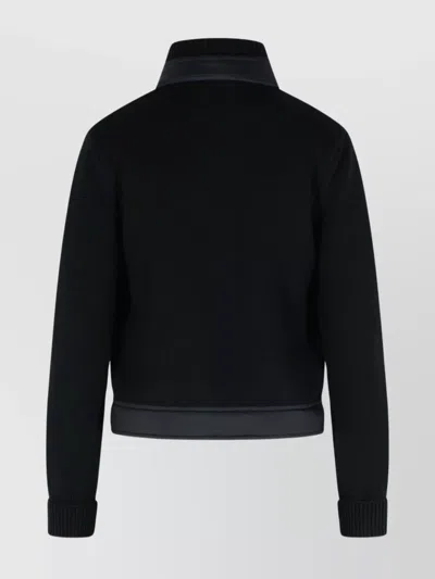 Moncler Knit Ski Jacket With Padded Front And Zip Closure In Blue