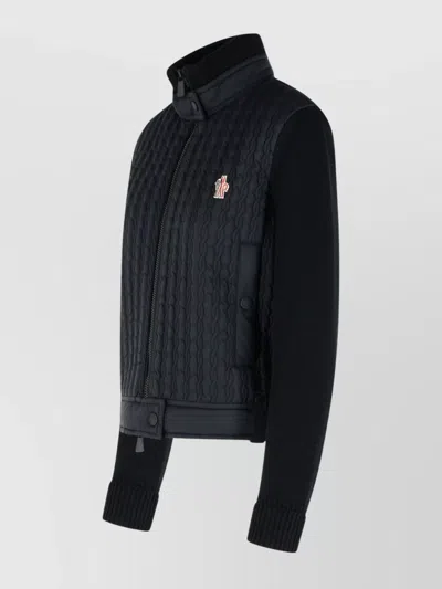 Moncler Knit Ski Jacket With Padded Front And Zip Closure In Blue
