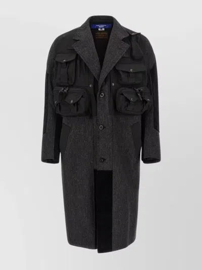 Junya Watanabe Patchwork Coat Featuring Multiple Pockets In Gray