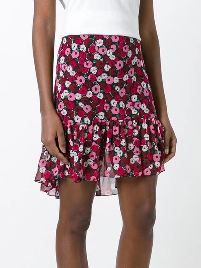 Shop Saint Laurent Anemone Print Ruffle Skirt