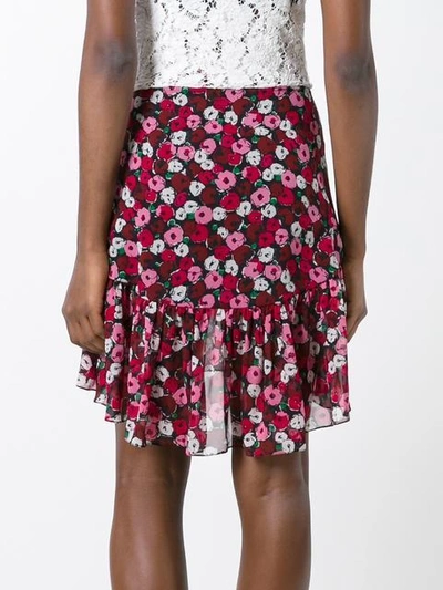 Shop Saint Laurent Anemone Print Ruffle Skirt