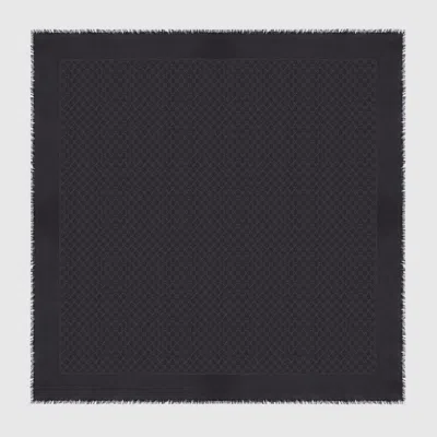 Gucci Gg Silk Wool Lamé Shawl In Black