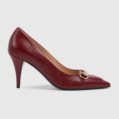 Gucci Women's Pump With Horsebit In Burgundy