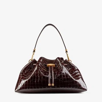Jimmy Choo Medium Cinch Crocodile-effect Shoulder Bag In Brown