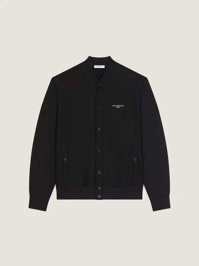 Givenchy Black Varsity Jacket With Bomber Collar And Logo Lettering On The Front In Cotton Man In Black