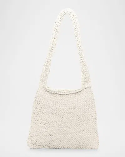The Row Didion Woven Shoulder Bag In Waxed Cotton In White