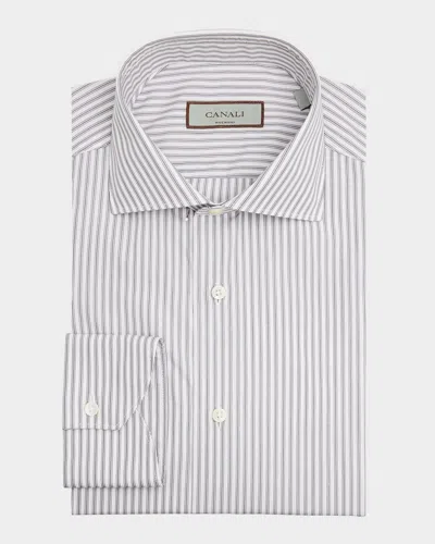 Canali Men's Classic-fit Stripe Cotton Dress Shirt In Animal Print