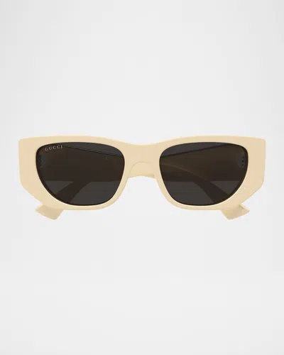 Gucci Subtle Web 53mm Geometric Acetate Sunglasses In Neutral