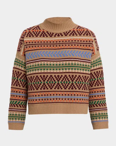 Weekend Max Mara Festoso Multicolor Stitched Jacquard Knit Sweater In Multi