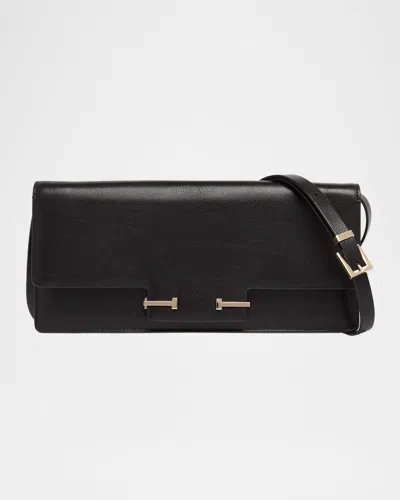 Tom Ford Black Leather Crossbody Bag In Black
