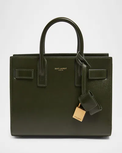 Saint Laurent Sac De Jour Nano Top-handle Bag In Smooth Leather In Green