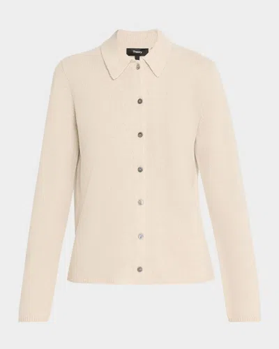 Theory Cashmere Button-front Shirt In Gray