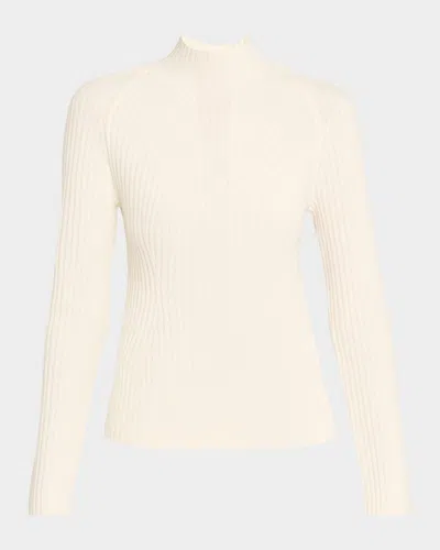 Theory Cashmere Rib Mock-neck Sweater In Gray