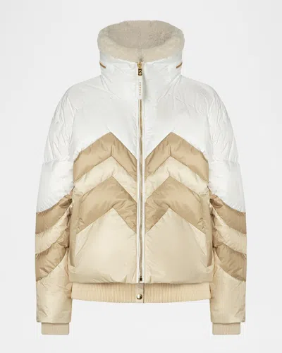 Bogner Valea Chevron-pattern Quilted Ski Jacket In White