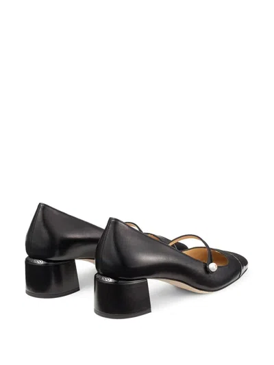 Jimmy Choo Elisa 45 Embellished Patent-trimmed Leather Mary Jane Pumps In Black