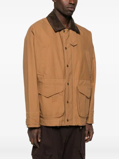 Junya Watanabe Cotton Canvas Jacket With Wool Back Insert And Corduroy Collar In Multi