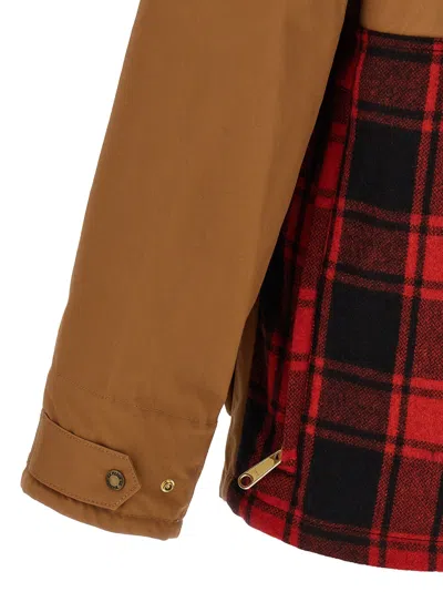 Junya Watanabe Cotton Canvas Jacket With Wool Back Insert And Corduroy Collar In Brown