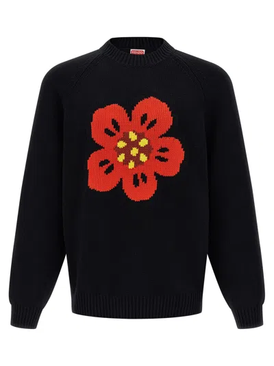 Kenzo Boke Flower Cotton Blend Sweater In Black