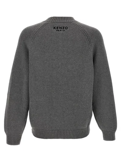 Kenzo Men Crew Neck Sweater In Cotton And Wool In Gray