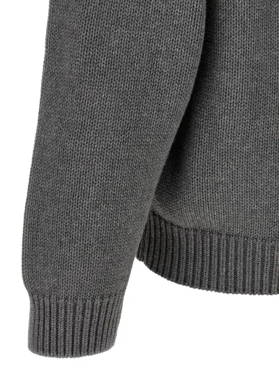 Kenzo Men Crew Neck Sweater In Cotton And Wool In Gray