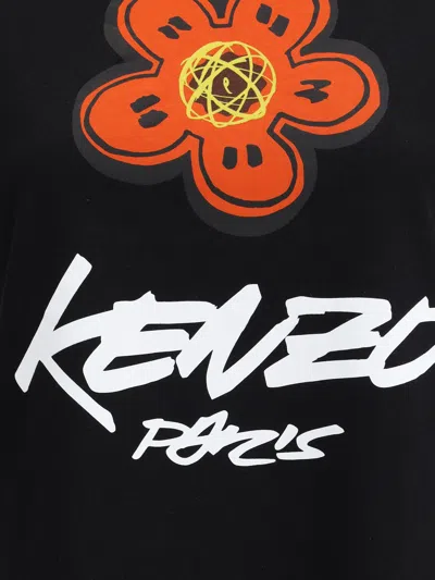 Kenzo Futura Graphic Print Boke Flower T-shirt In Black