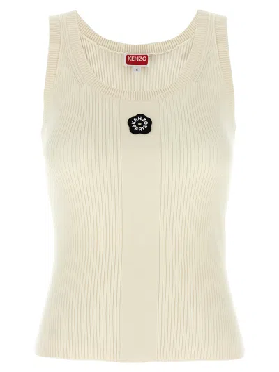 Kenzo White Viscose Polyester Tops In Neutral