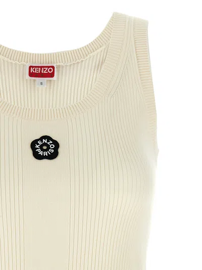 Kenzo White Viscose Polyester Tops In Neutral